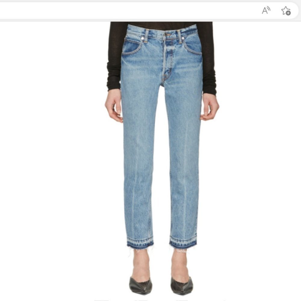 Helmut Lang High Rise Straight Jean Creased Vintage Denim Blue Straight Jeans 30